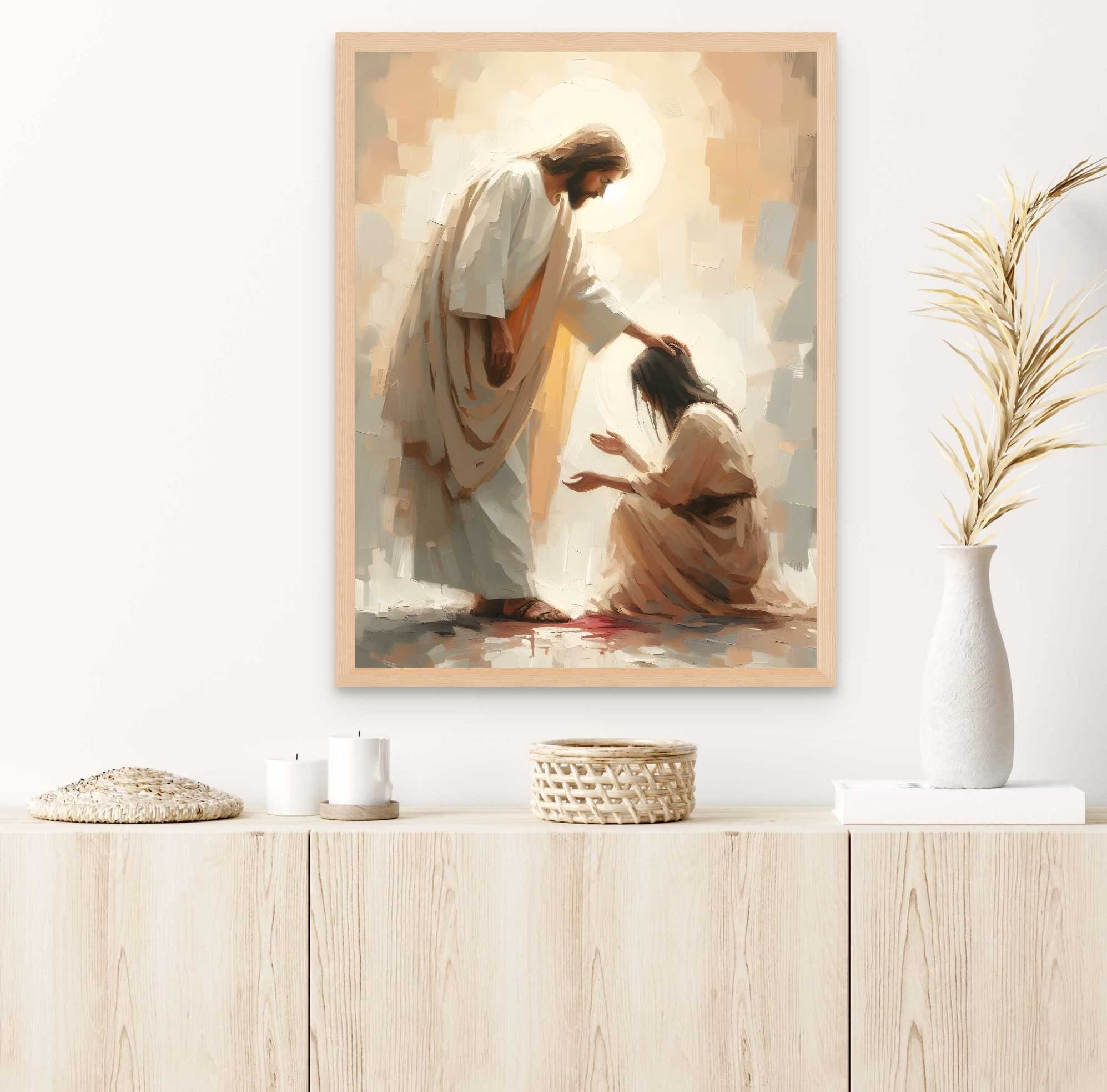 Jesus Heals the Bleeding Woman, Christian Painting, Jesus Heals a Woman,  Jesus Portrait Art, LDS Printable, Bible Sketches, Printable Art - Etsy, image size:1994x1966