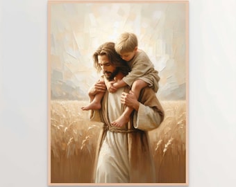 In His Hands, Christian Art, Jesus with Boy, Jesus Art Prints, LDS Art, Bible Wall Art, Jesus with Children, Picture of Christ, Jesus Prints