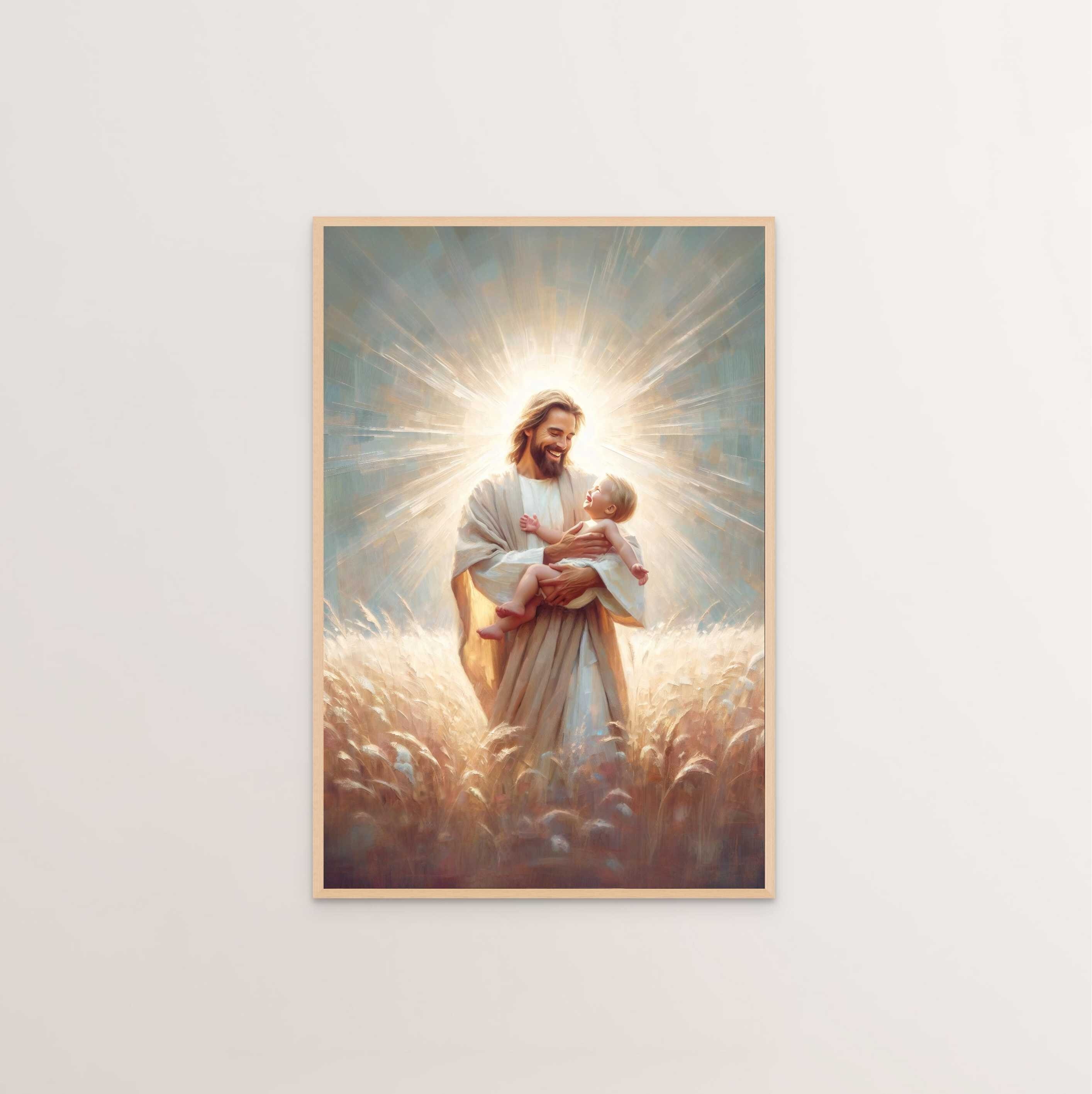 太陽と信仰、キリスト教の壁画、イエスと赤ちゃんのアート