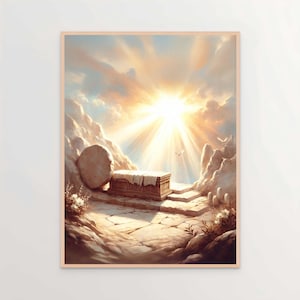 He Is Risen, Easter Art, Christian Painting, Picture of Christ, The Tomb is Empty, Christ Resurrection, Christian Art, Jesus Prints