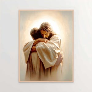 Finding Christ, Christian Wall Art, Jesus Hugging Man, Jesus Painting, LDS Wall Art, Bible Art, Christian Download, Jesus Picture, Jesus Art