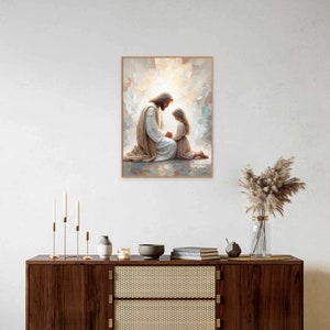 Jesus and Little Girl Praying, Modern Christian Art, Jesus Christ and Girl, Jesus with Children, Jesus Portrait Art, LDS Art, Bible Painting image 8