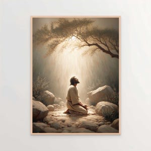 Jesus In The Garden of Gethsemane, Christian Wall Art, Bible Painting, Parable Art, Bible Verse Wall Art, Jesus Printable Art, Jesus Picture