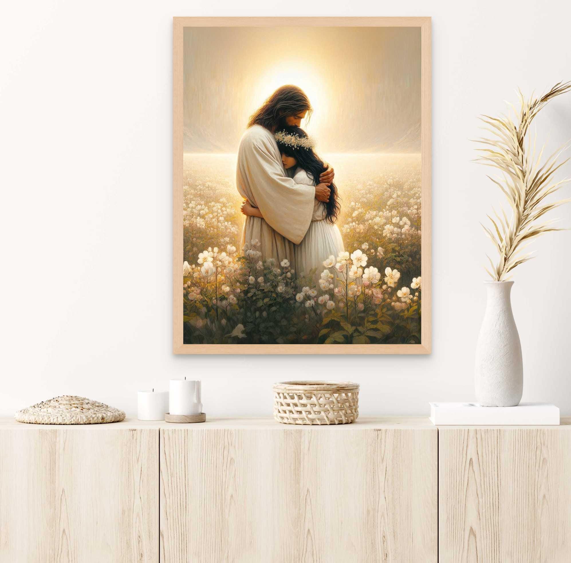 The Love We Feel, Christian Art, Jesus Hugging Girl, Christian