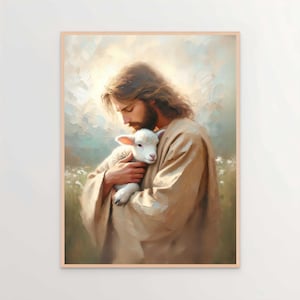 The Only Savior, Christian Art, Jesus Shepherd Art, Jesus Art Prints, LDS Art, Bible Art, Good Shepherd Art, Picture of Jesus and the Lamb
