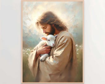 Der einzige Retter, Christliche Kunst, Jesus Hirte Kunst, Jesus Kunstdrucke, LDS Kunst, Bibelkunst, Guter Hirte Kunst, Bild von Jesus und dem Lamm