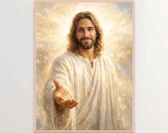 Follow Me Jesus Portrait, Christian Wall Art, Jesus Art, Jesus Painting, Christian Printable Art, Bible Art, LDS Art, Jesus Christ Portrait