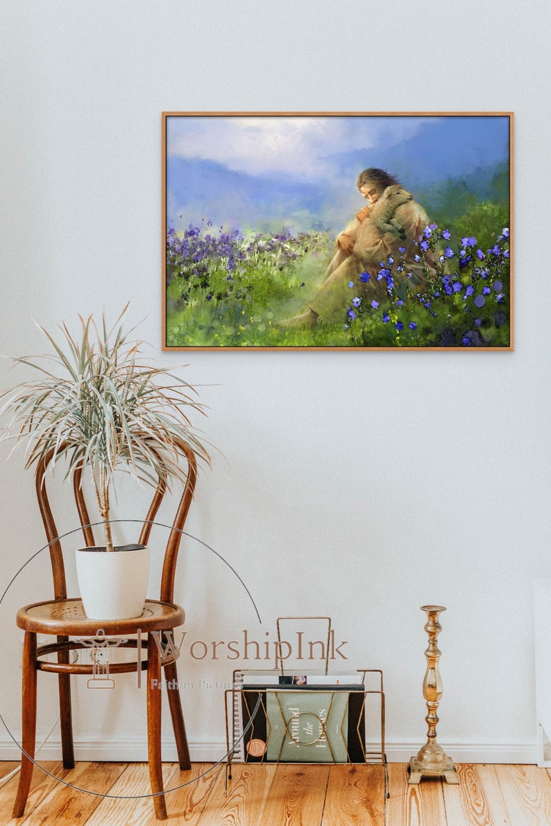 The Shepherd Comforter, Christian Art, Jesus Painting, Jesus Canvas Art