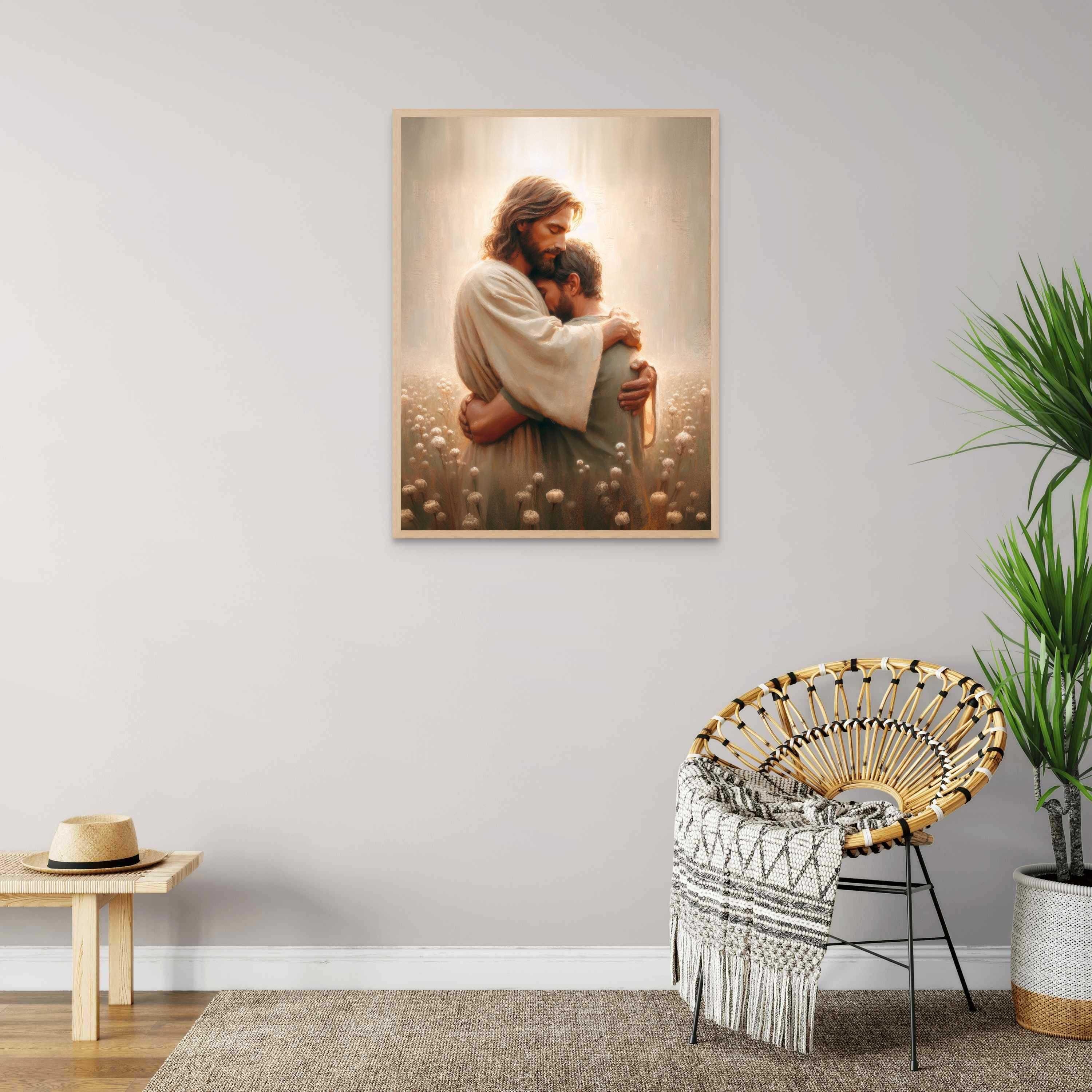 Together With Him, Modern Christian Art, Jesus Hugging Man, Jesus Wall ...