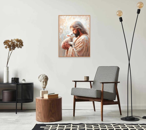 羊飼いの愛、キリスト教美術、イエスが子羊を救う、イエスの羊飼いの