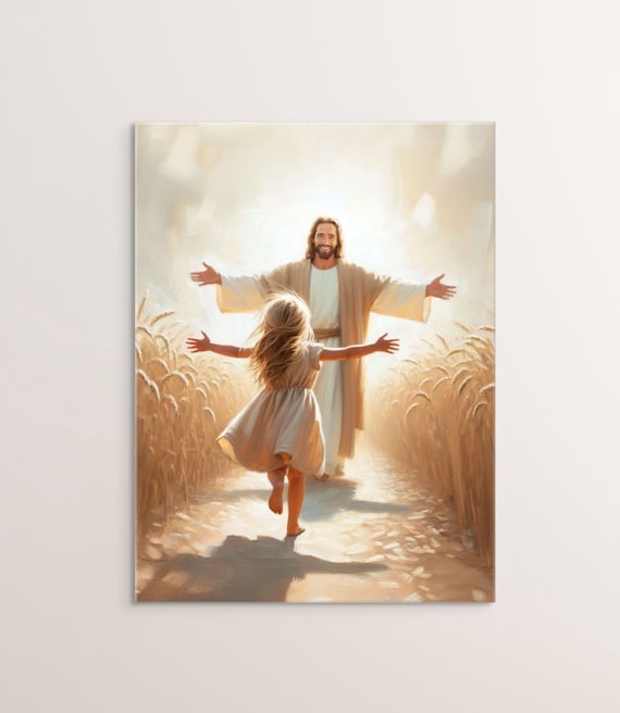 A Leap of Faith, Christian Art, Jesus and Girl Art, Jesus Painting, LDS Art, Bible Wall Art, Jesus and Children, Jesus Print, Jesus and Kids