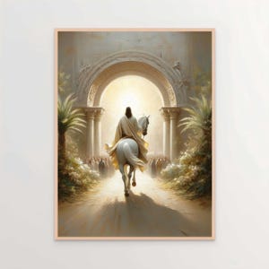 His Triumphal Entry, Christian Painting, Palm Sunday Art, Jesus Rides to Jerusalem, Bible Art, Jesus Wall Art, Religious Art, Christ Prints