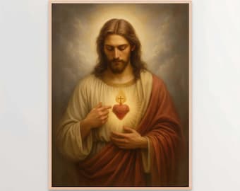 Sacred Heart Series, Bild von Jesus, Sacred Heart of Jesus, Christliche Wandkunst, Jesus Malerei, Christliche druckbare Kunst, Bibel Wandkunst