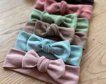 Haarband mit Schleife für Baby und Kind aus Bio-Baumwolle, Knotenband handgemacht, Strirnband auch als Set, Geschenk zur Geburt oder Taufe