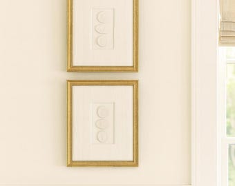 16x20 Gold Frame With White Wrapped Mat and Intaglio