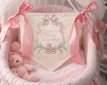 Banner de bebé personalizado / Banner de bienvenida / Letrero para puerta de hospital / Baby Shower con lazos