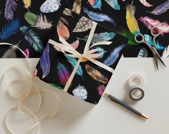 Feather Wrapping paper sheets, Gift For Her, Gift For Him, Christmas Gift, Birds, Feather Wrap, Kawaii, Merry Christmas, Relax, Tokyo, Cozy