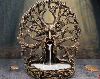 Greenman Tree Backflow Incense Burner Ornament Green Man New & Boxed 16.3cm