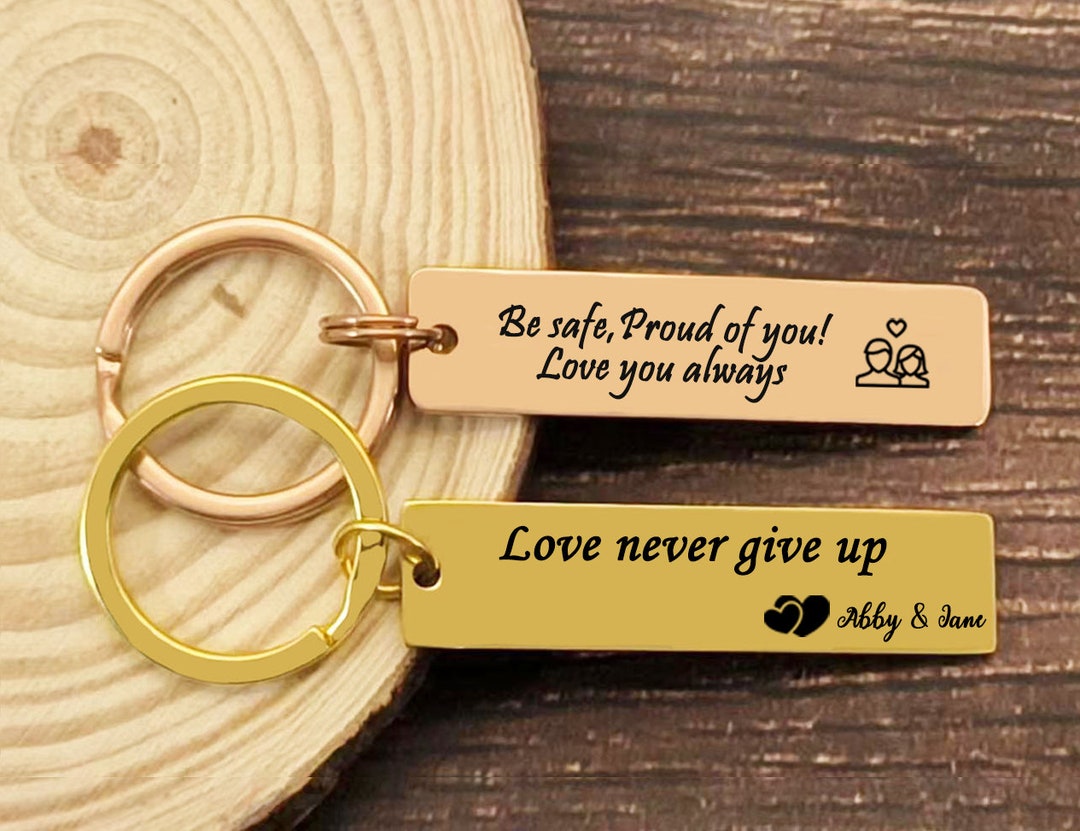 Personalized Keychain Gift for Him Engraved Keychain Custom Stainless