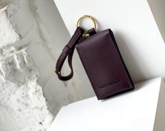 Handmade Leather Lipstick Case with Mirror: Bag Charm Accessory