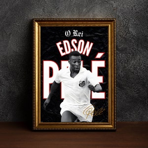 Cartel Pelé / Futbolista leyenda / Fútbol / Fútbol / Arte de pared de lujo / regalo de jugador de fútbol / arte de pared de fútbol / cartel deportivo