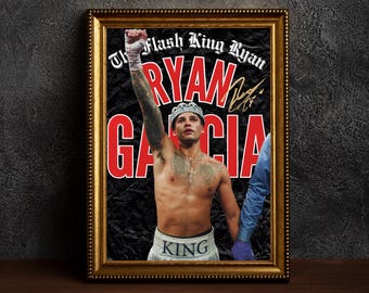 Ryan Garcia Autographed Poster Boxing Print / Motivational Wall art / Home Gym Deco / Boxing Legend wall art / Inspirational Art / Man gift