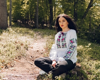 Ukrainian Vyshyvanka Blouse, Embroidered Shirt for Women, Floral Ukrainian Embroidery, Boho Style Blouse, Folk Clothing, Gift for Her