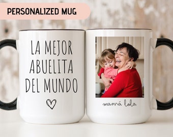 La mejor abuelita del mundo, photo mug for grandma, custom photo mug, mother's day mug, mug with photo and text, custom gift for grandma