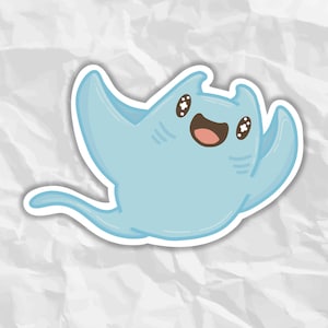 Happy Stingray Die Cut Aufkleber | Süßer Kawaii Ozean Tier Aufkleber für Laptop, Wasserflasche, Journal | Marine Leben Aufkleber Geschenk