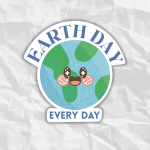 Pegatina troquelada del Día de la Tierra / Pegatina ecológica kawaii resistente al agua para botellas de agua, portátiles y cuadernos / Pegatina de regalo para amantes de la naturaleza