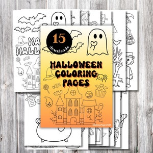 Halloween Coloring Pages 15 Digital Download Instant Download Kids Activity Halloween Party Activity Halloween Coloring Sheets, Printable