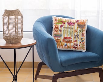 Fall Orange Gingham Pillow - Fall House-warmer, Dorm Decor, Cozy core Decorative Throwpillow