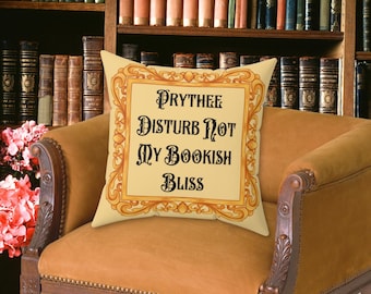 Rude Funny Old English Pillow Funny Sarcastic Quotes Bookish Merch Medieval Decor Gold Throw Pillow Reading Corner Book Nook Bookshelf Decor
