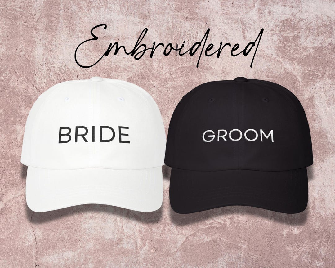 Embroidered Bride and Groom Classic Baseball Cap, Wedding  display picture 3