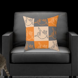 Almohada cuadrada con pose de mapache tonta, almohada decorativa con forma de mapache, almohada con forma de mapache linda, decoración para el hogar, almohada divertida para el dormitorio, cojín moderno