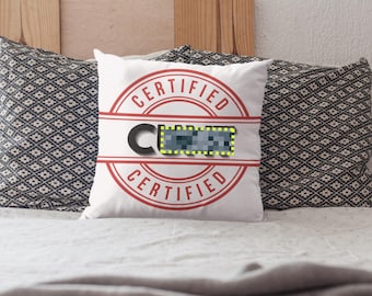 Rude Funny Pillow - Certified Expletive Decorative Throw Pillow, Dorm Decor, Funny Housewarming Gift,  Man Cave Decoration