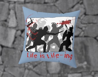 Funny Life Decorative Pillow, Castle Core Square Pillow, Dorm Throw Pillow, Housewarming Gift, Sarcastic Decor
