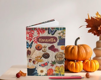 Personalized Journal, Maximalist Fall Aesthetic Diary, Personal Journaler Gift, Custom Birthday Gift, Notebook with Spine Print