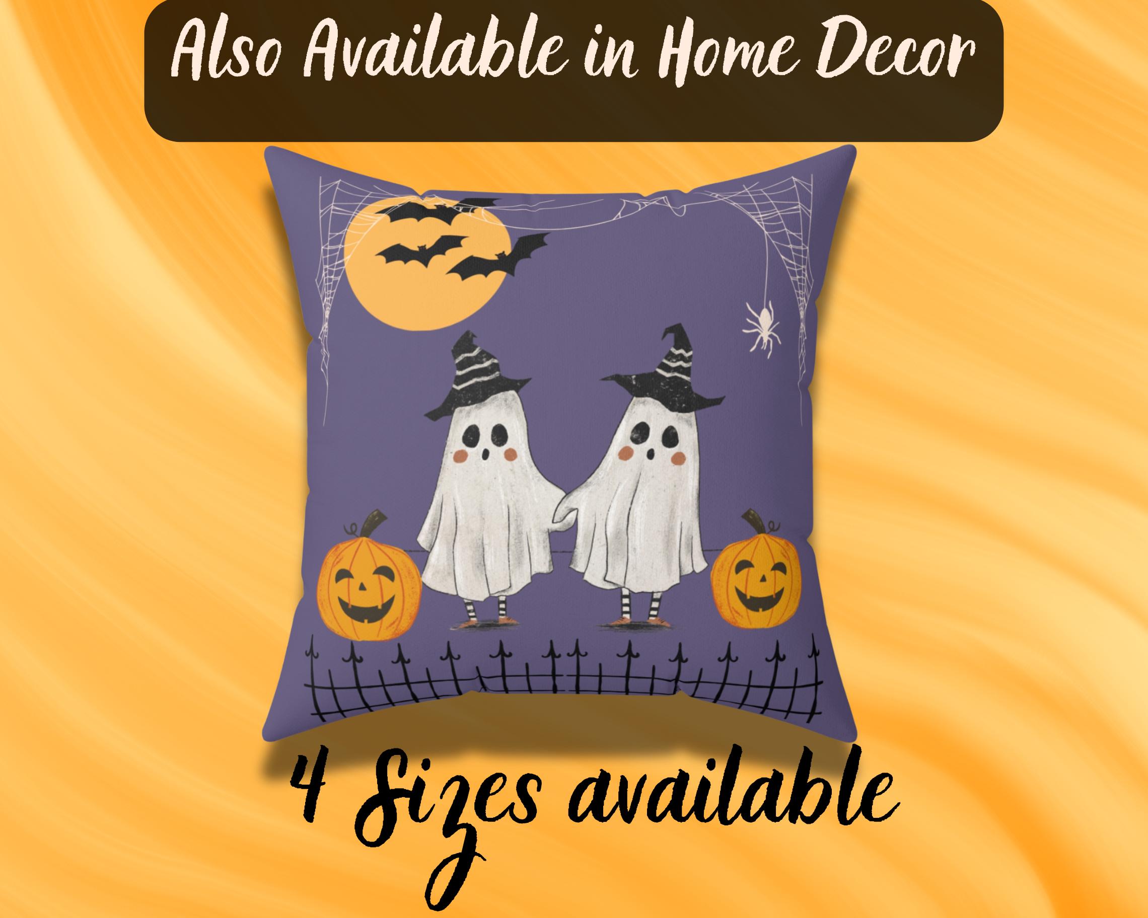 Paire De Housses D'oreiller Halloween 50x30 Cm – Fantômes Et Chats Noirs – Rose