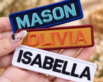 Custom Embroidered Name Patch Personalized Iron On Sew On Hook Loop Badge for Jackets Bags Hats Uniforms Workwear Gift