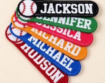 Personalized Baseball Name Patch, Custom Embroidered Team Name Badge, Sports Bag Jacket Patch, Kids Baseball Gift, Custom Sports Patch
