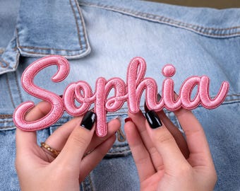 Custom 3D Embroidered Name Patch, Personalized Iron On Name Badge, Puffy Script Patch for Jackets Bags Hats Kids Clothes