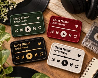 Personalized Song Patch, Custom Music Player Embroidered Patch, Song Artist Name Patch, Music Lover Gift, Jacket Backpack Patch