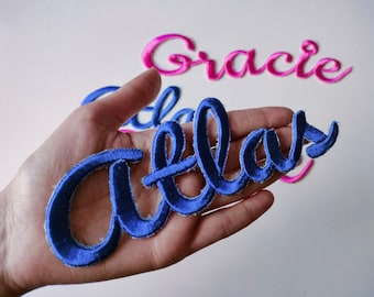 Toppa con nome ricamata personalizzata da applicare con ferro da stiro, applicazione personalizzata