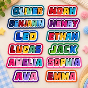 Custom Embroidered Name Patch, Personalized Name Patch, Colorful Iron On Patch for Backpack, Jacket, Hat, Kids Clothing