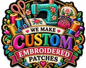 Custom Embroidered Patches, Personalized Logo Patch, Custom Name Patch, Sew On Embroidery Badge for Jackets, Hats, Bags & Backpacks