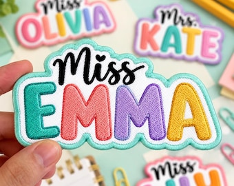 Custom Embroidered Personalized First & Last Name Badges (Iron On/Sew On)