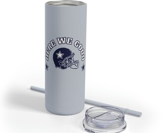 Here We Go, Cowboys, Dak, Prescott, Geschenke für ihn, Geschenke für sie, Dallas Cowboys, Quarterback, Maars Maker Skinny Matte Tumbler, 20oz