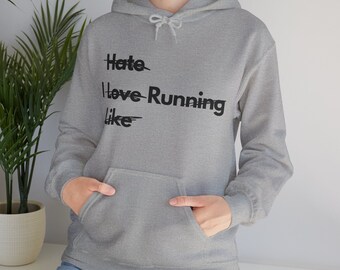 Ich laufe, Laufen, Laufen, Marathon, 10k, 5k, Meile, Geschenk für Sie, Geschenk für Ihn, Läufer, Unisex Heavy Blend ™ Kapuzen-Sweatshirt