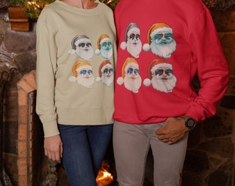 Gesichter von Weihnachtsmann, Santa, frohe Weihnachten, Weihnachten, Jolly, Cool, Shades, Unisex Heavy Blend ™ Rundhals-Sweatshirt